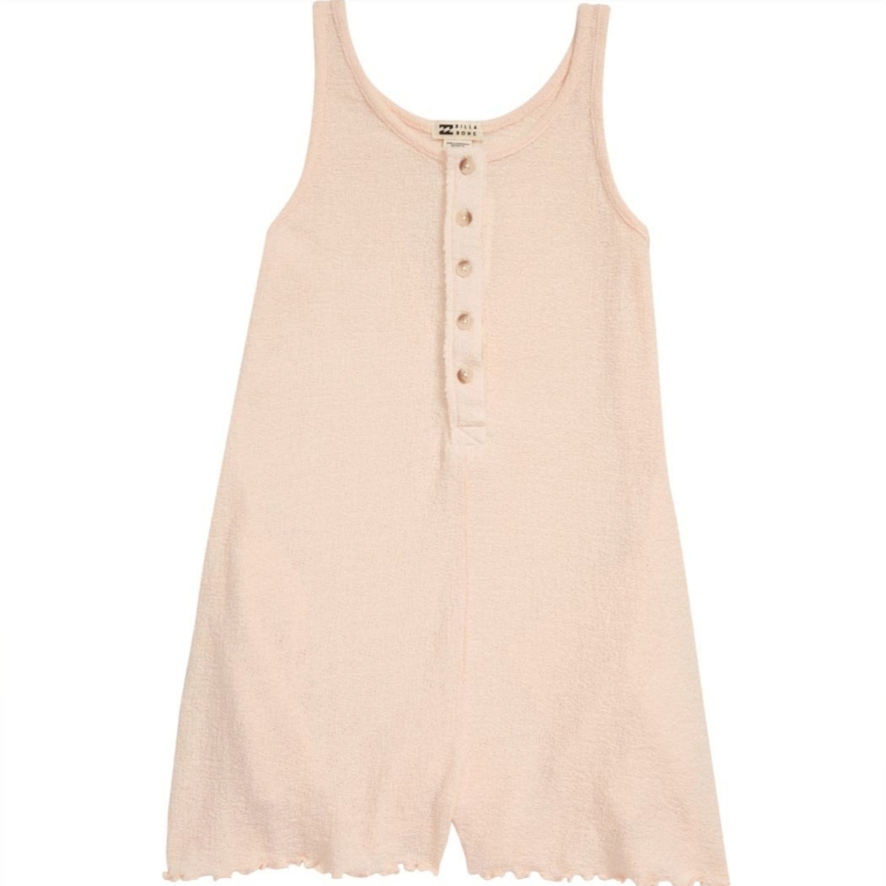 NWOT Billabong Henly Tank Button Shorts Romper Peach Size small